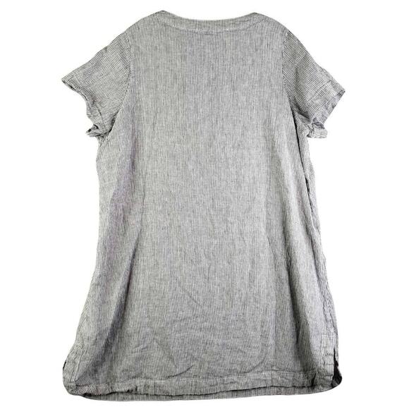 Tahari Dress Women's Plus Size 2X White Striped Linen Resort Lagenlook SS - Picture 3 of 7